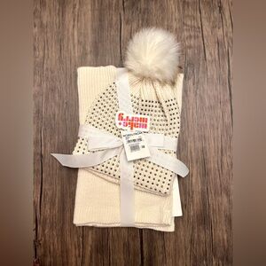 Nordstrom Studded Pom Pom Beanie and Knit Scarf Set NWT